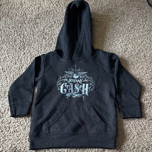 Johnny Cash Black Kids Hoodie with Graphic Design